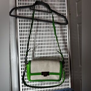 & Other Stories Green and Cream Crossbody Bag